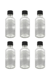 Hermia Juego de Botellas de Vidrio de 6 Piezas, 50 ml, Transparente y Negro